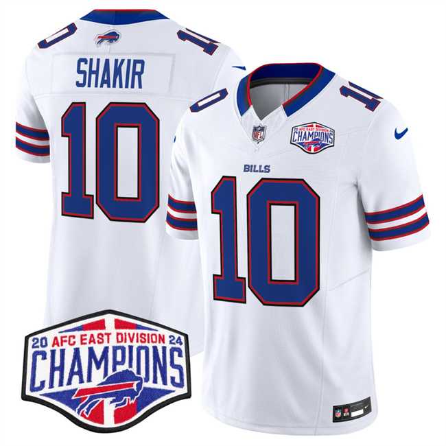 Mens Buffalo Bills #10 Khalil Shakir White F.U.S.E. 2024 AFC East Division Champions Vapor Limited Stitched Jersey